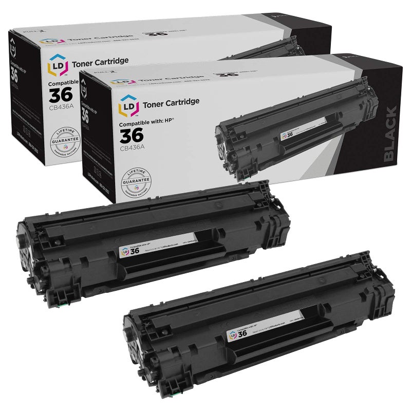 LD Products Compatible Toner Cartridge Replacement for (2-Pack, Black) HP 36A CB436A for use in HP LaserJet Printers M1522n MFP, M1522nf MFP, P1505 & P1505n - Image 1